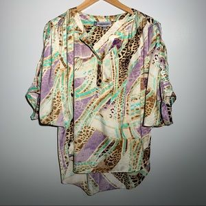 JLo Pretty Dolman Sleeve Lavender Animal Print Top